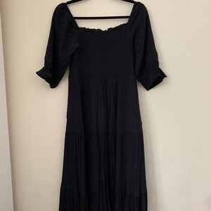 Oak + Fort Black Midi Dress